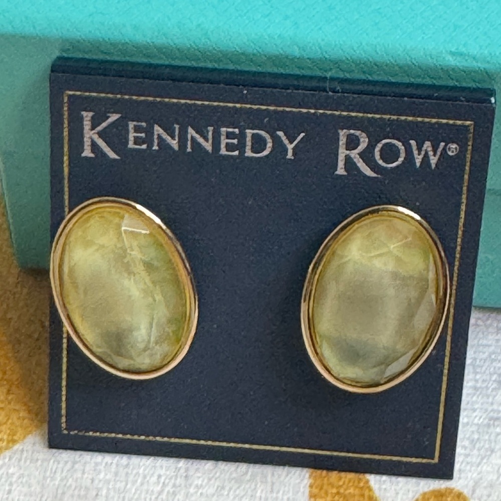Kennedy Gold and Yellow Green Clip On Earrings